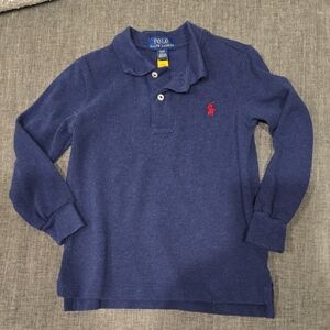 Polo by Ralph Lauren Boys Dark Blue Long-Sleeve Polo with Red Pony
